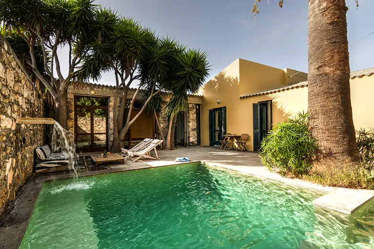 Orange farm villa in Agia , Crete